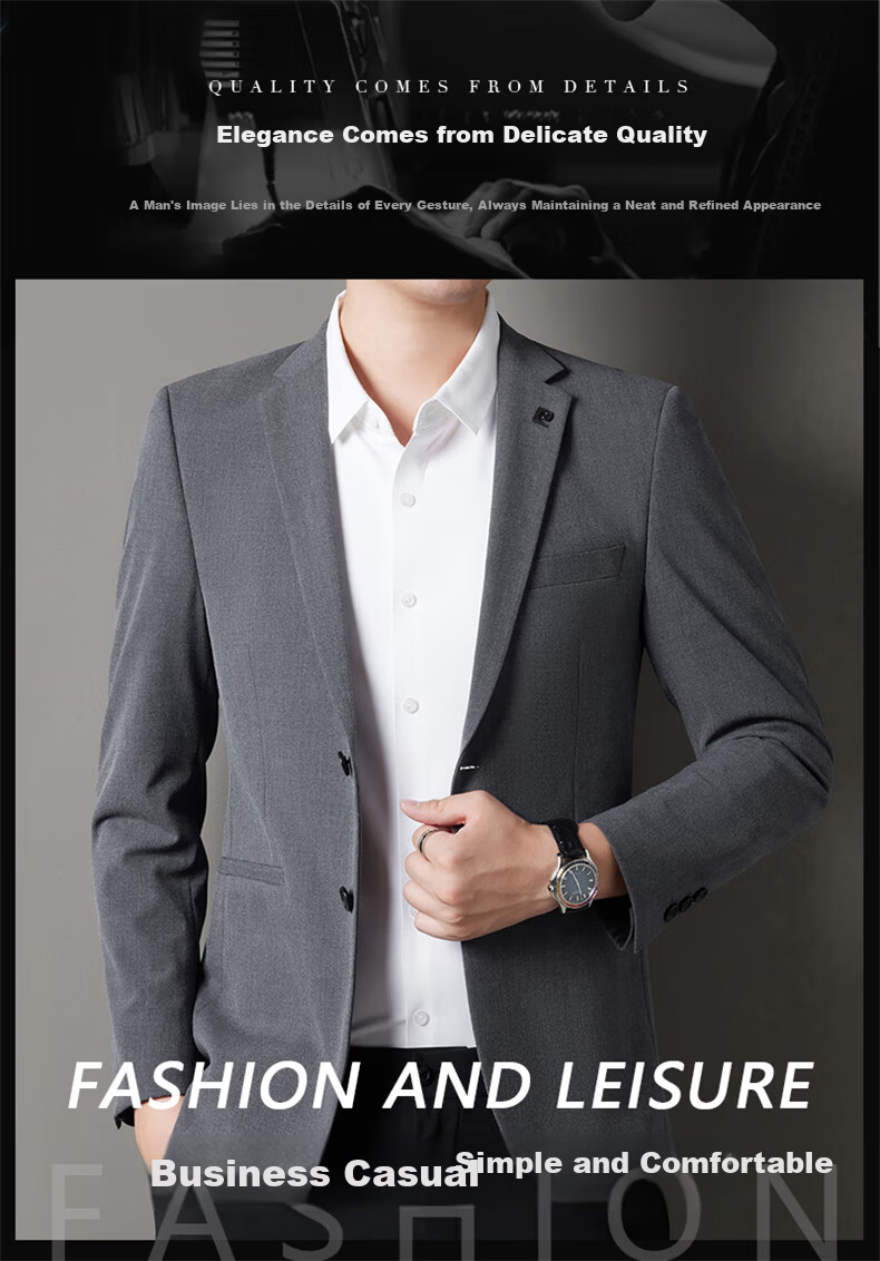 Pierre Cardin Men's Spring Autumn New Business Casual Slim Fit Blazer Youth Two-Button Suit Jacket 2