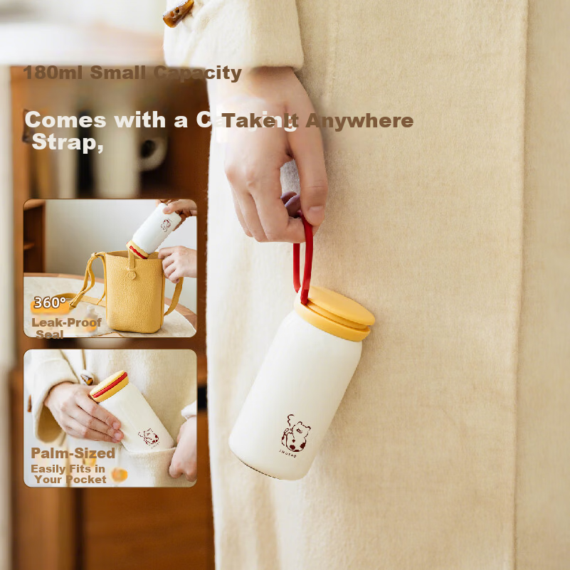 Shuke Mini Insulated Stainless Steel Coffee Pocket Cup Portable Small Thermos for Women