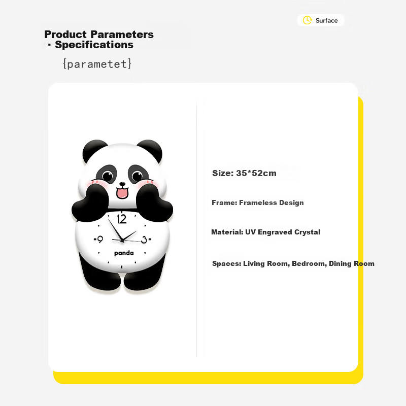 Mao Jiu Jiang 2026 New Panda Wall Clock Modern Minimalist Cream Style Living Room Creative Home Clock