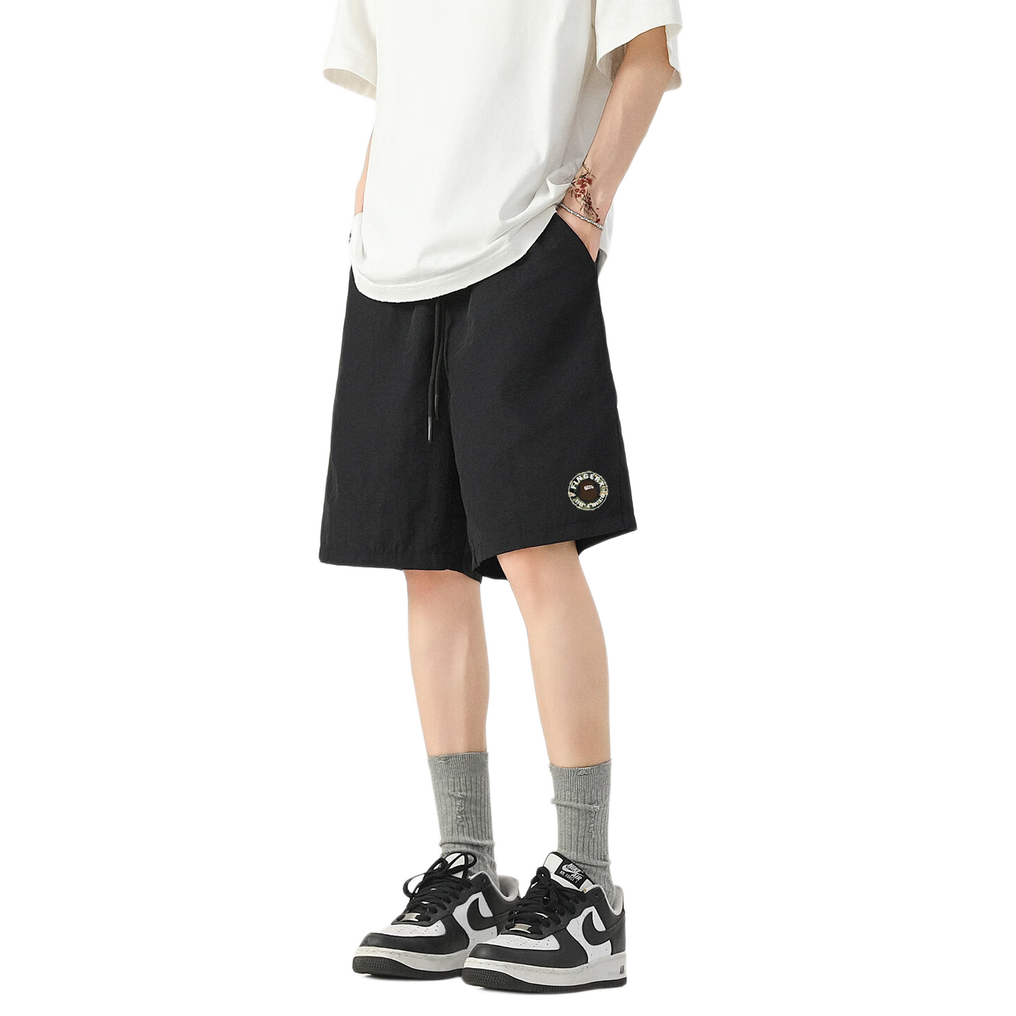 Fingercroxx IT Men's Shorts 2026 Summer New Mountain Sports Breathable Loose Casual Five-Point Pants Black XL