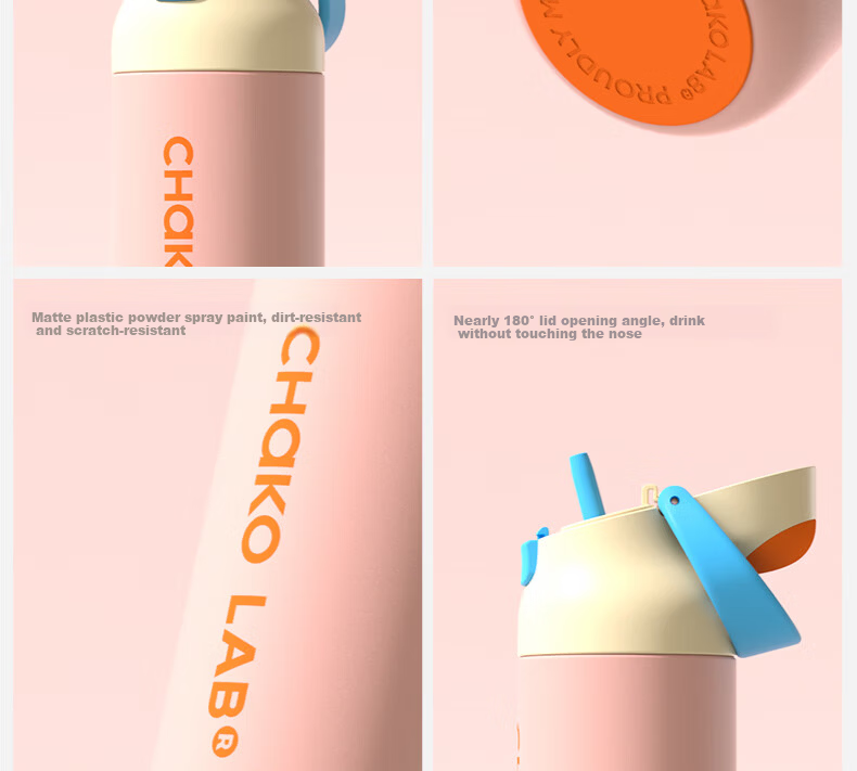 Chakolab Dual-Drinking Children's Insulated Cup, Student Straw Cup, Large Capacity Sports Water Bottle, Portable Office Cup, Stylish Kaka Cup 25