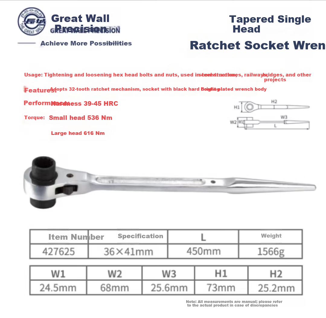 The Great Wall Single-Head Ratchet Socket Wrench 427604 1