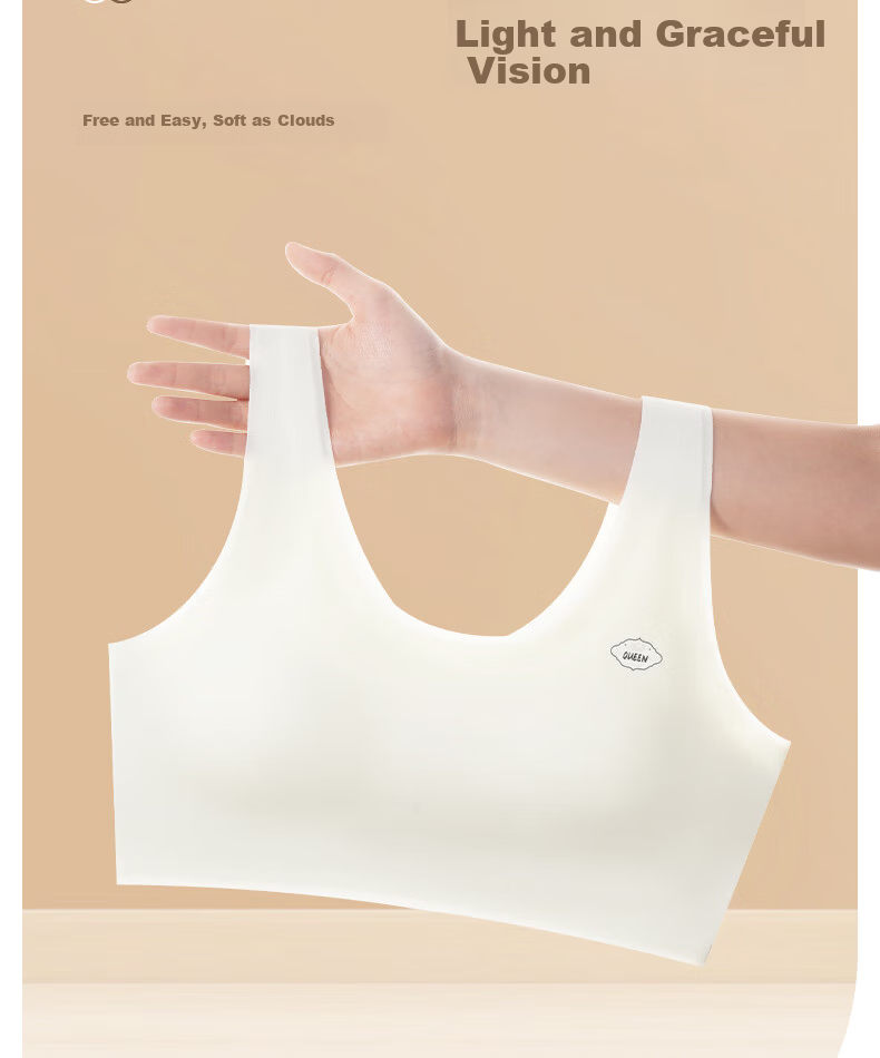 Free Style Developmental Period Girls' Underwear Junior High School Student Puberty Bra Seamless Invisible Ultra-Thin Girls' Vest 14