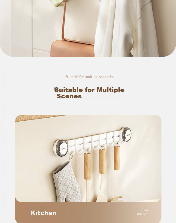 Ecoco Suction Cup Hook Door Hanging Strong Adhesive No Drilling Bathroom Kitchen Entryway Key and Hat Rack 25228 White 21