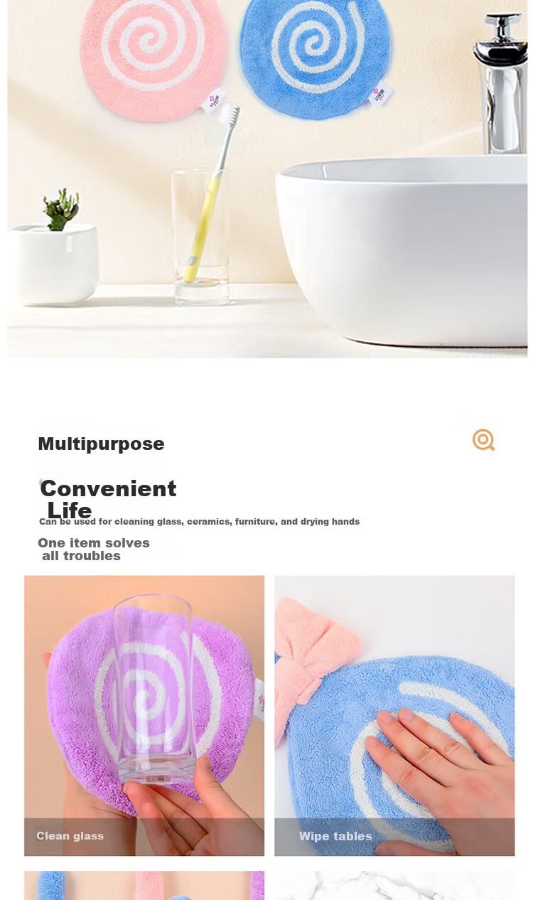 Grace Hanging Colorful Lollipop Hand Towels Multipurpose Small Towels for Bathroom Kitchen 4-Pack Sports 6