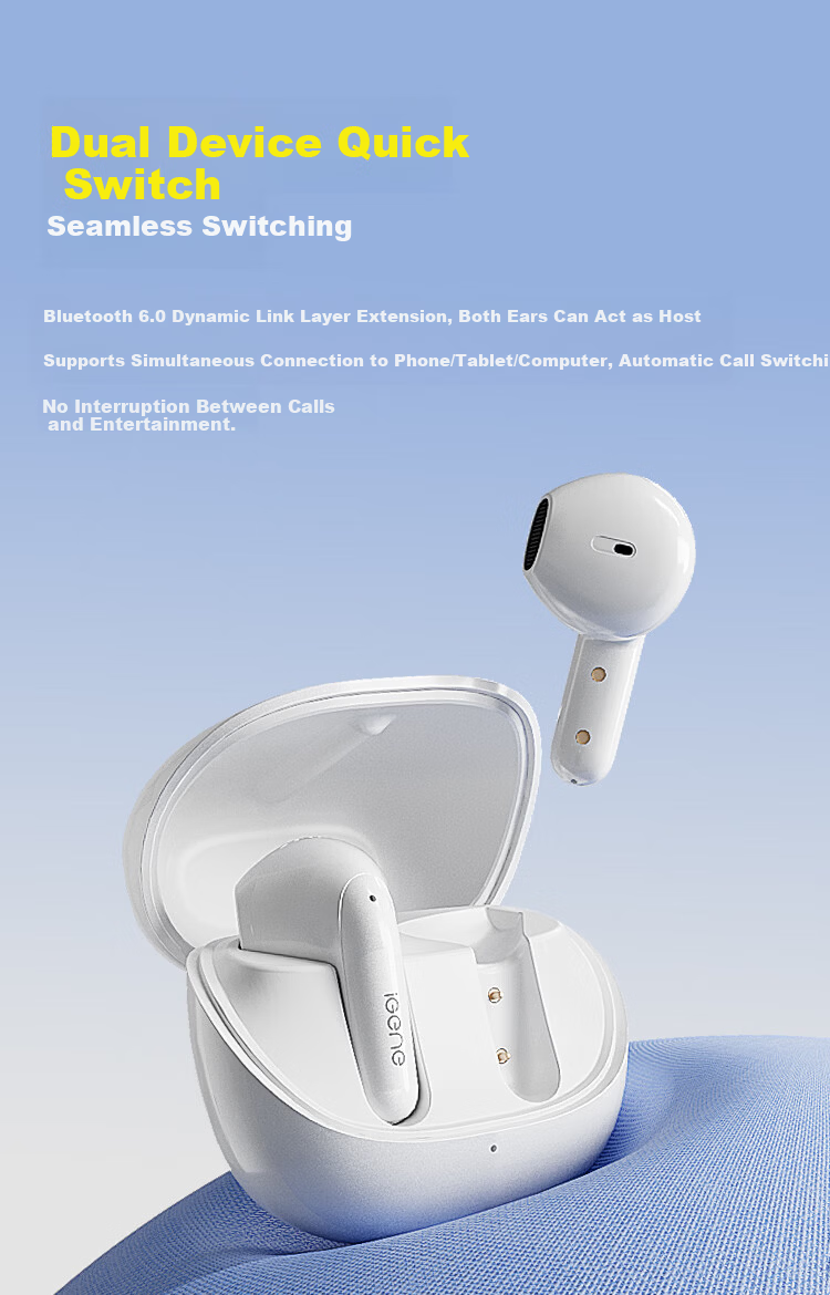 IGene [AI Translation + Conference Summary] 2026 New Smart Bluetooth Earphones, Semi-In Wireless, for Music And Gaming, Low Latency, Compatible with Huawei, Xiaomi, OPPO, OnePlus, Vivo 15