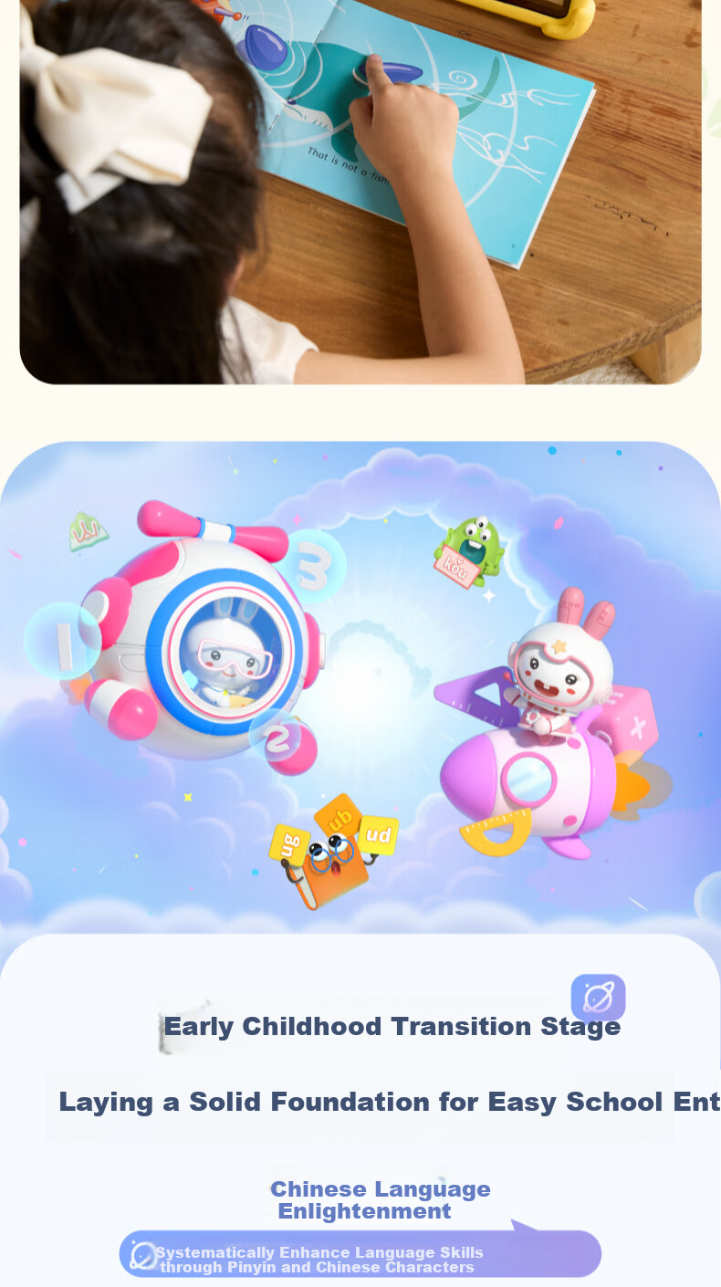 Huohuo Rabbit AI Early Education Learning Machine Smart Eye Protection Large Screen Children's Tablet Reading Tutor for Boys and Girls Birthday Gift 16