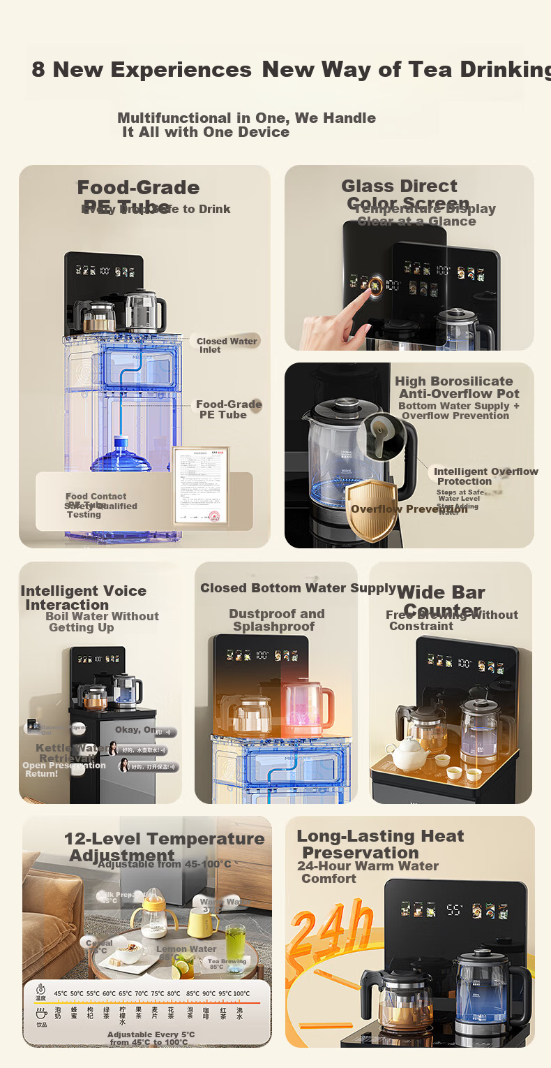 MeiLing Office Home Bottom Water Refill Anti-Overflow Tea Bar Machine Smart Voice Drinking Water Dispenser Flagship New Upgrade Slim Direct Screen Tea Maker MY-DA6215 2