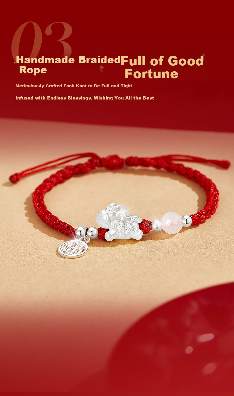 Lao Feng Xiang Year of the Horse Silver Agate Bracelet Women's Birthday Anniversary Gift for Girlfriend Wife 5