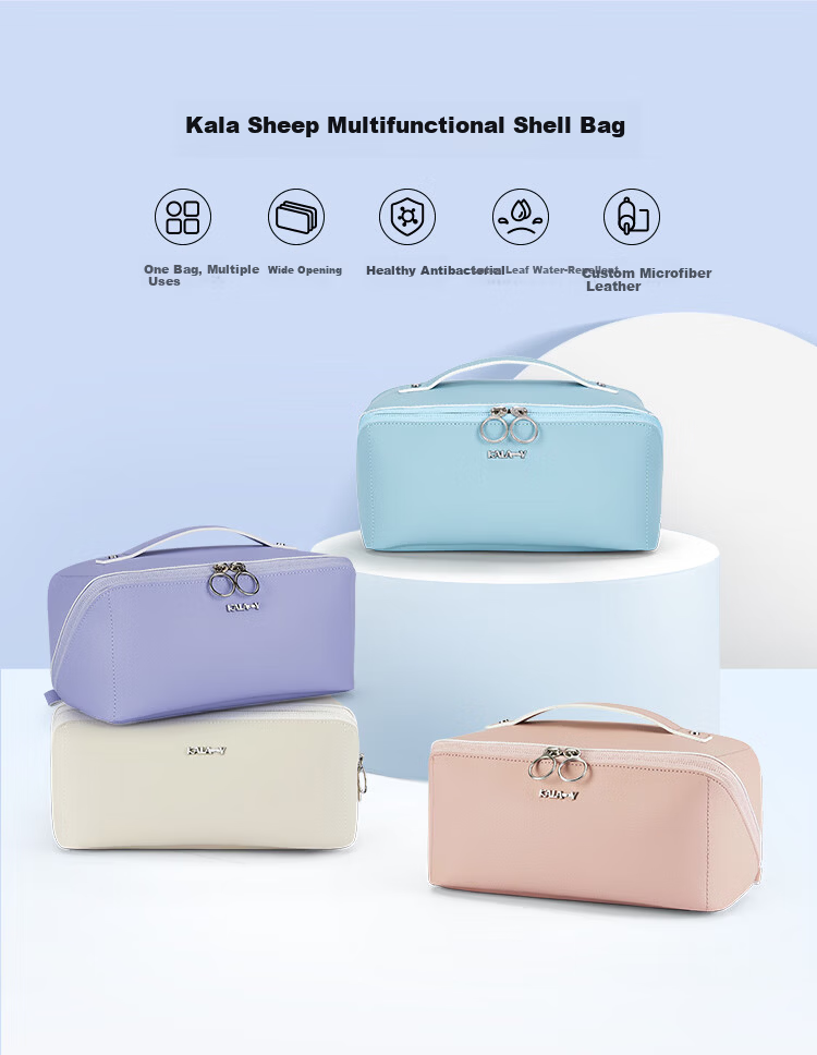 KALA·Y Travel Toiletry Bag Portable Makeup Bag Waterproof Fitness Shell Bag for Women CX0617 Black 1