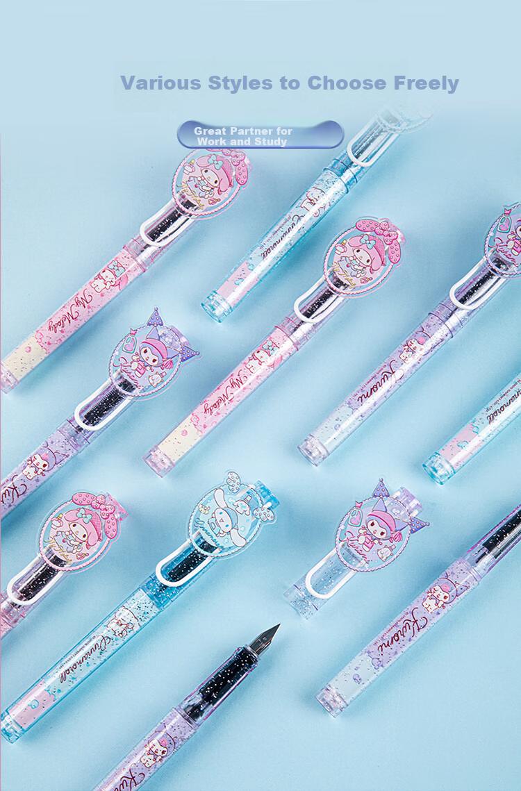 Guangbo & Sanrio Student Fountain Pen for Grades 4-6, EF Nib, Refillable Ink Cartridge, Hard Nib Calligraphy Pen, Girls' Gift, Random Pattern KT82287-H 5
