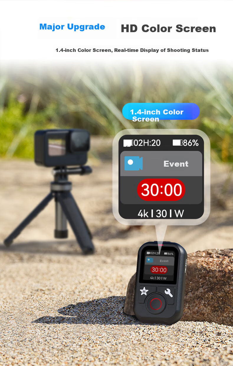 TELESIN Bluetooth Remote Control for GoPro 13 Compatible with Hero 12 11 10 9 Action Camera, HD Color Screen, Mode Switching, 60m Remote Control 2