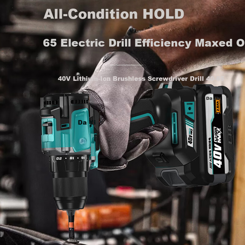 Dayi Electric Drill, 40V Rechargeable Hand Drill, Lithium Battery Brushless Drill, 65N Dual-Speed Multifunctional Hand Drill, Dual Battery