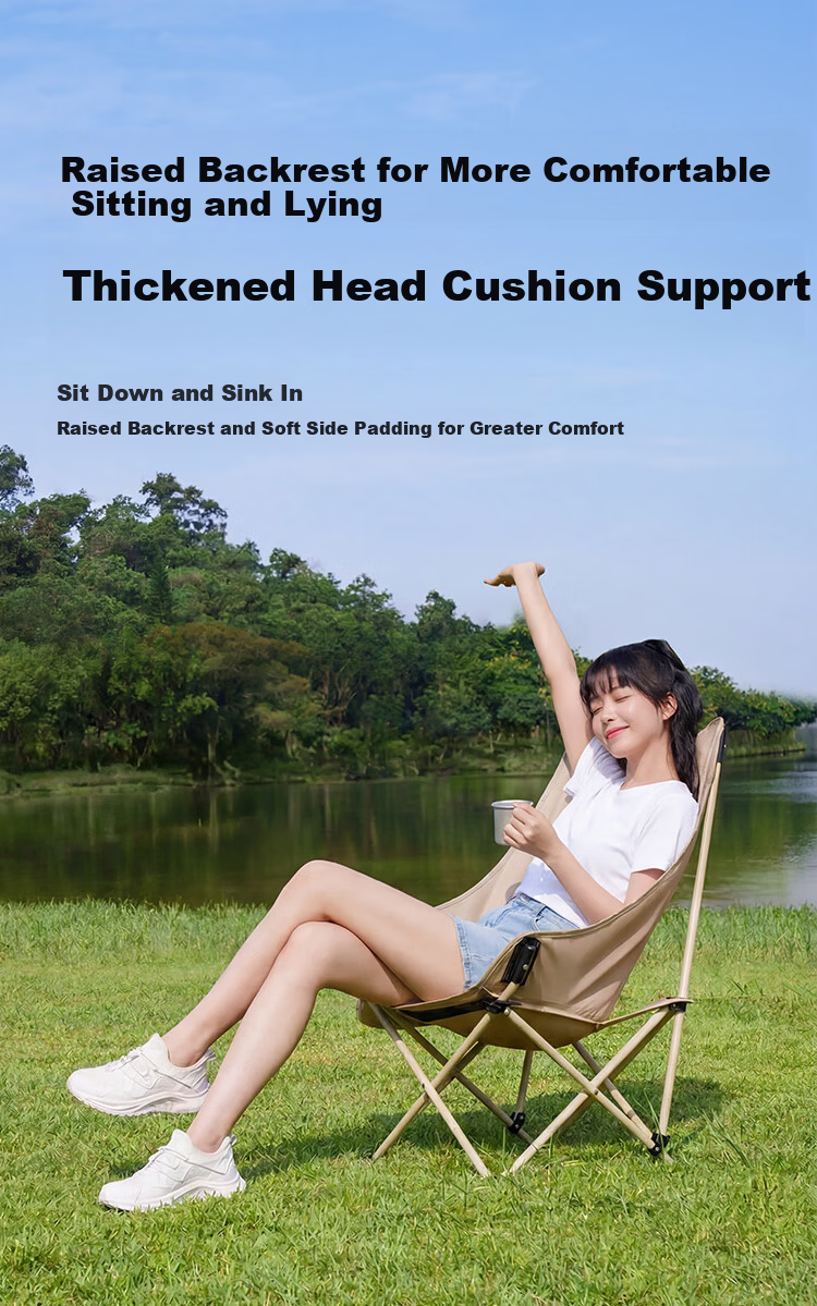JD Jingzao Outdoor Folding Chair and Table Set 1 Table 4 Chairs Elevated Moon Chair Camping Picnic Furniture 15