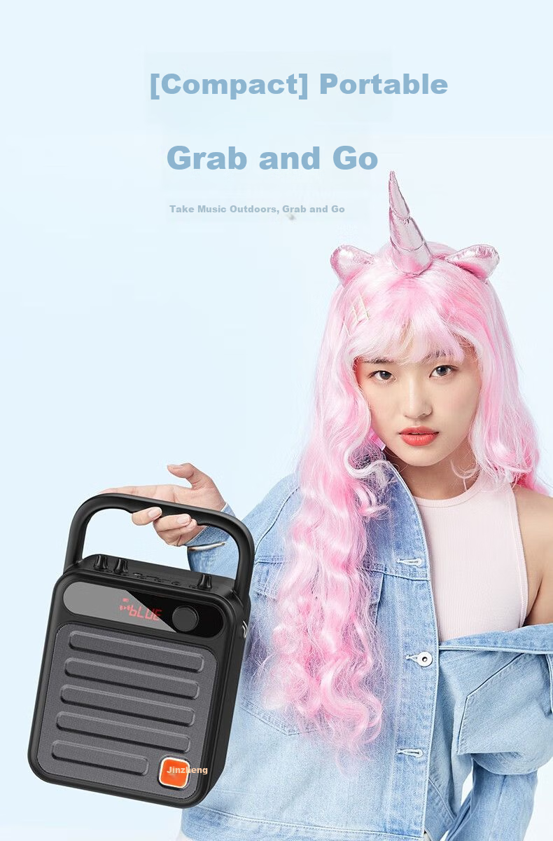Jinzheng S59 Wireless Bluetooth Speaker Portable Outdoor Square Dance Mini Speaker Home Music Player Card U Disk High Volume Deep Bass Subwoofer Stall WeChat Payment Speaker 9