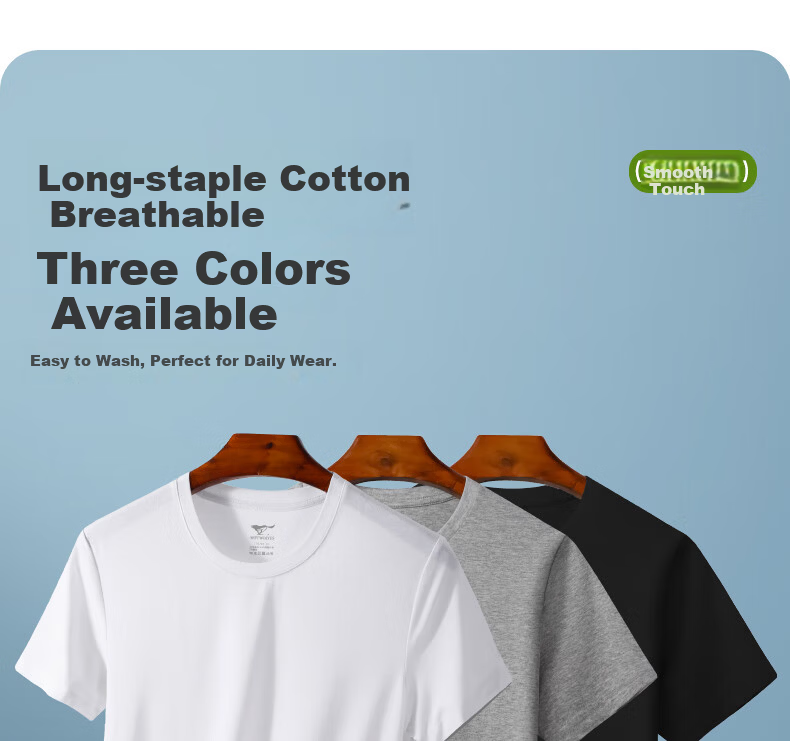 SEPTWOLVES Men's Short Sleeve T-Shirt Elastic Cotton Breathable Casual Sweat-Absorbing Basic Light Gray XL 8