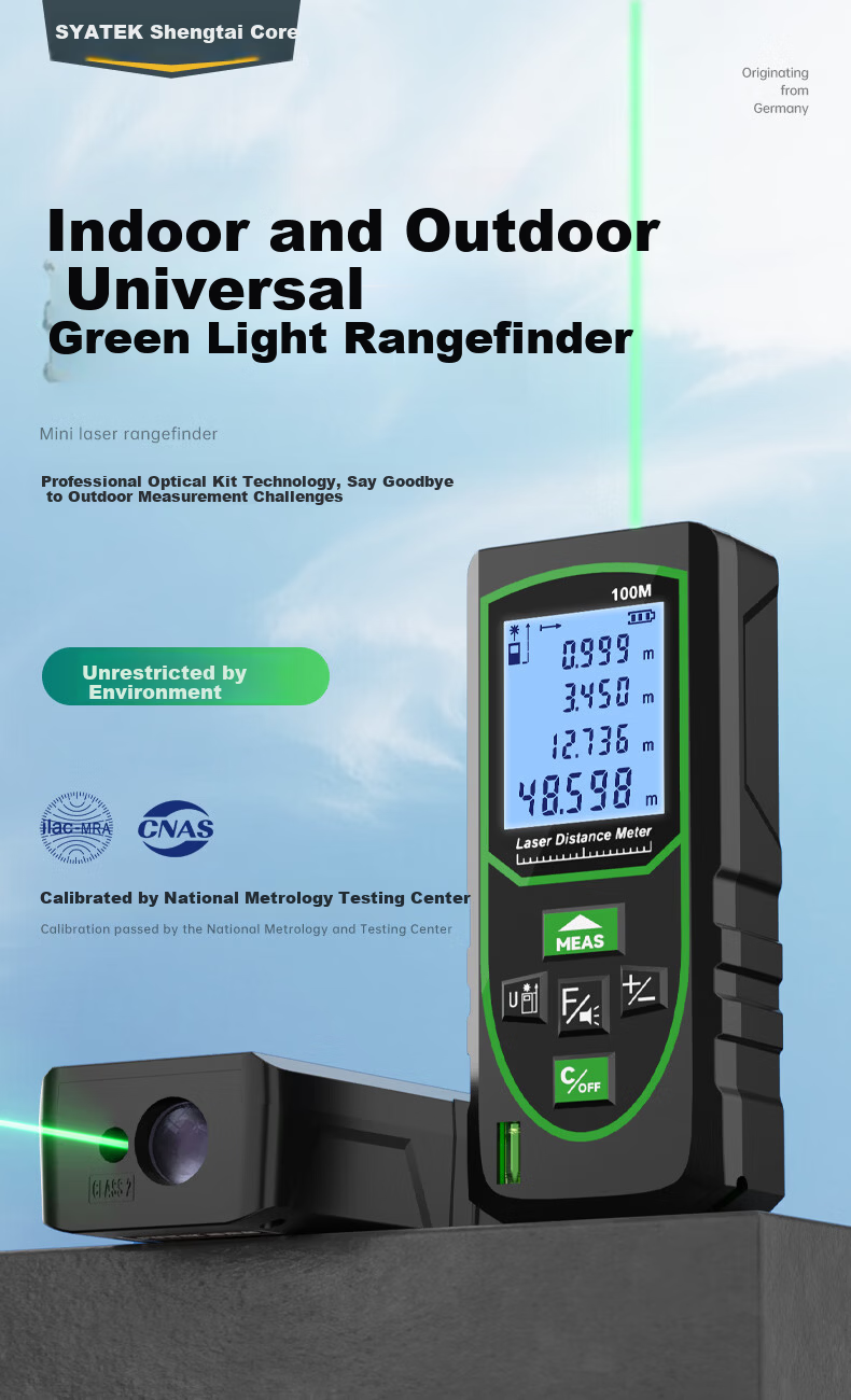 SYNTEK Laser Distance Meter High-Precision Green Light Outdoor Measuring Device Smart Handheld with Lithium Battery 70m 1