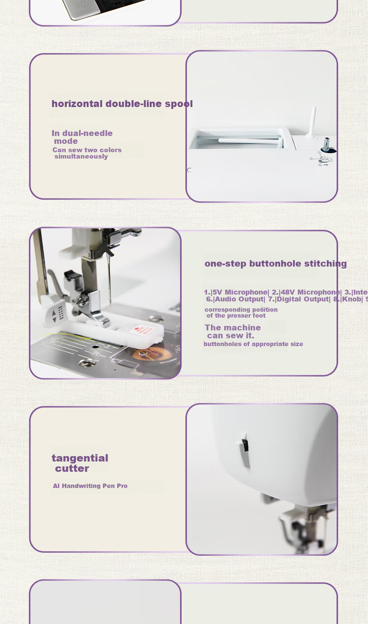 BUTTERFLY JD100SE Multifunctional Home Electronic Sewing Machine Desktop Quiet Thick Fabric 100 Stitch Patterns with Extension Table 8