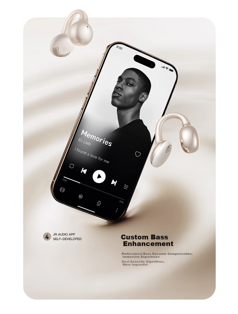 Joyroom OE3 Bluetooth Earphones L-Shaped Flat Head Clip-On Open-Ear Bone Conduction Wireless Sports Running Long Battery Life 2026 Latest Model 39
