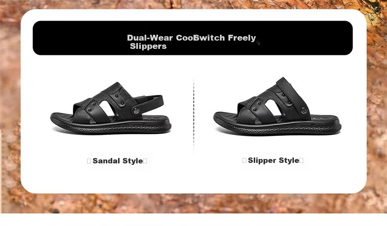 Eierkang Men's Breathable Comfortable Casual Beach Sandals Dual-Wear Driving Slippers 61875W Black Size 42 5