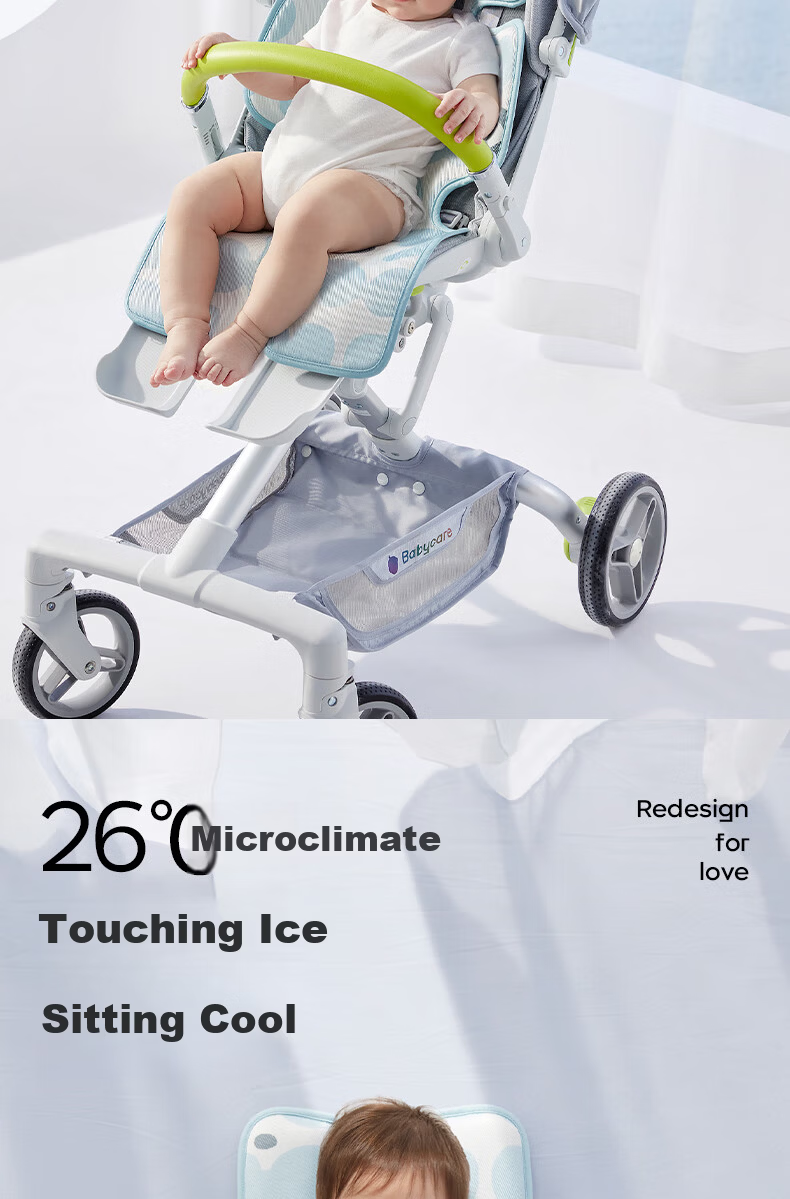 Babycare Tencel Ramie Stroller Breathable Baby Seat Cushion Universal Mat Guava Green 38×70CM 2