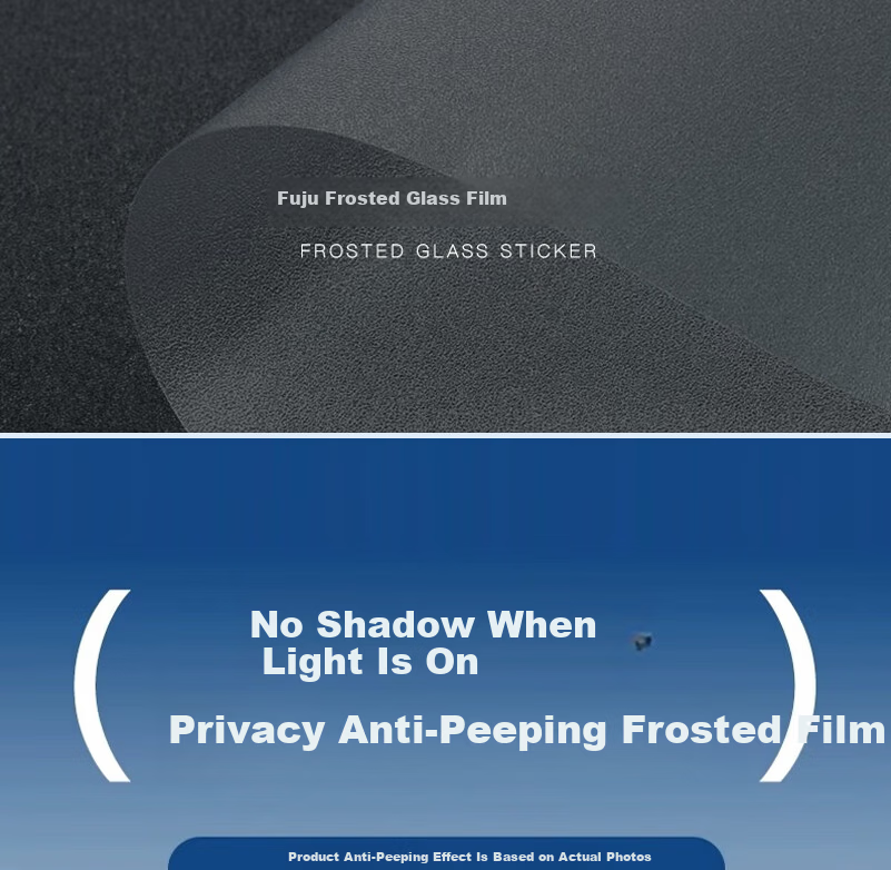 Fuju Frosted Glass Privacy Film for Doors and Windows, Bathroom Privacy Sticker, Translucent Opaque, 60x200cm 1