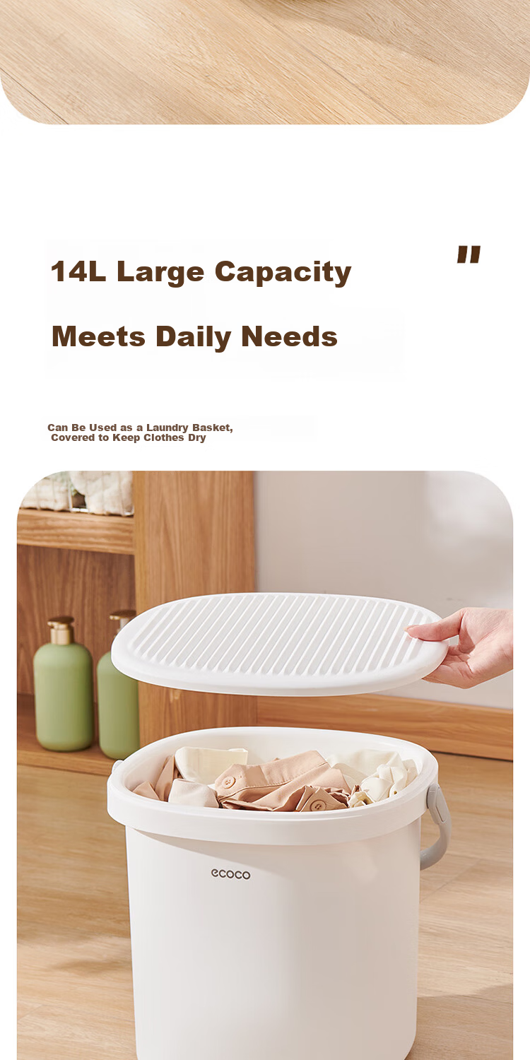 Ecoco 9L Portable Bucket with Lid, Student Dormitory Wash Bucket, Children's Foot Soaking Plastic Small Water Bucket E24146 Standard Edition 10