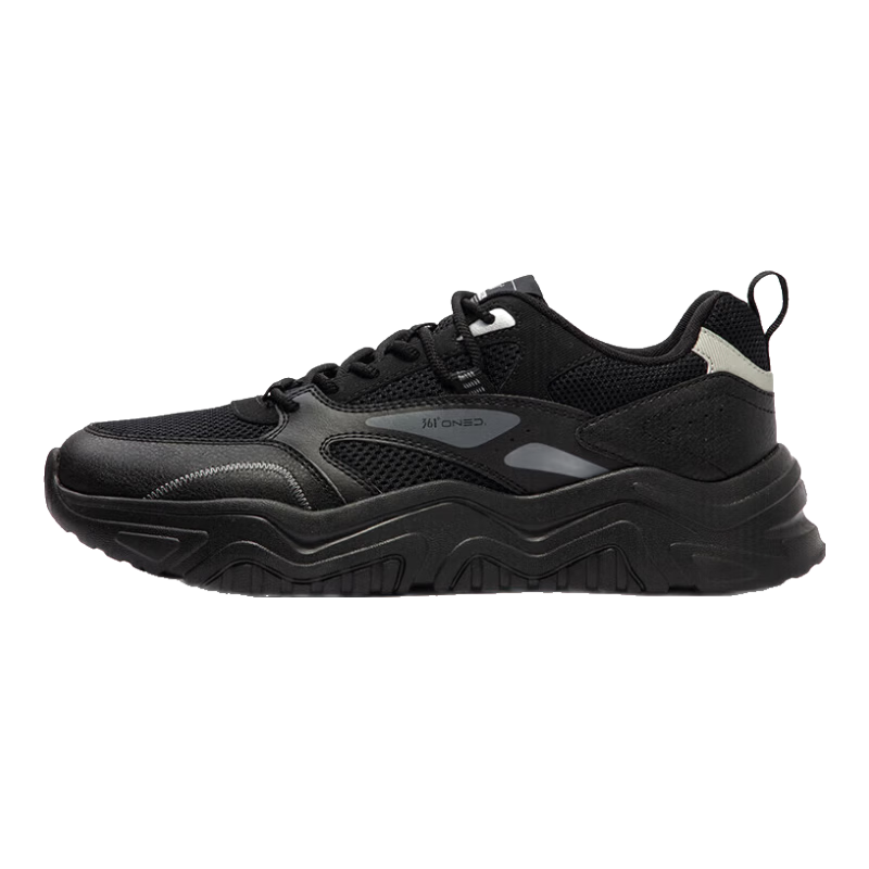 361° Men's Sports Shoes, Autumn Thick-Soled Heightening Black Commuter Breathable Casual Shoes Running Shoes 672426763F-4
