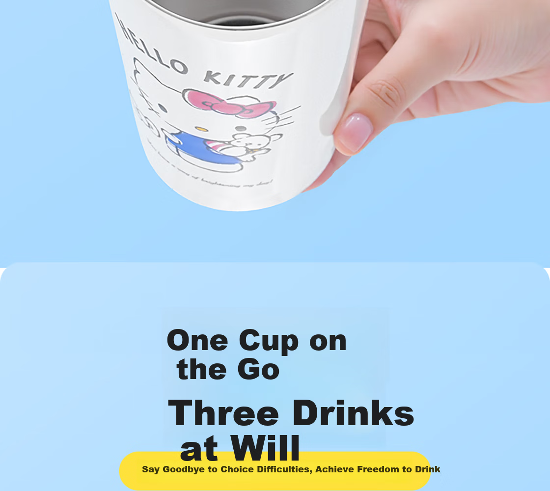 MINISO Hello Kitty Leshi Dual-Drinking Series 304 Stainless Steel Children's Insulated Cup, 360mL 7