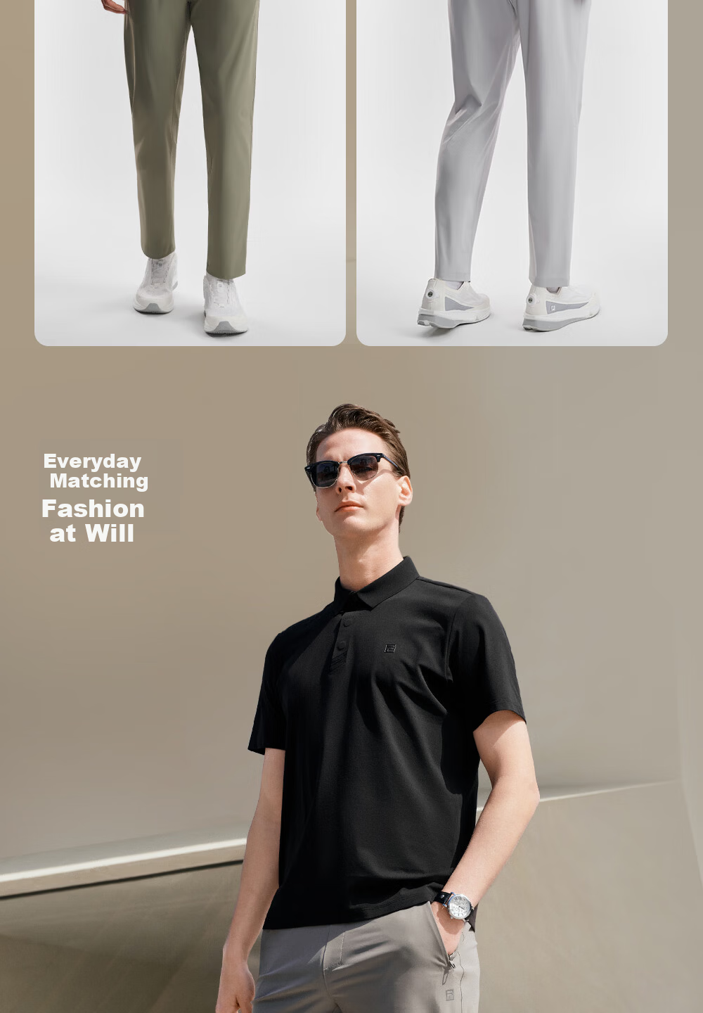 FILA Official Men's Knitted Long Pants 2026 Summer Cooling Sun Protection Fitness Straight-Leg Sports Pants 10
