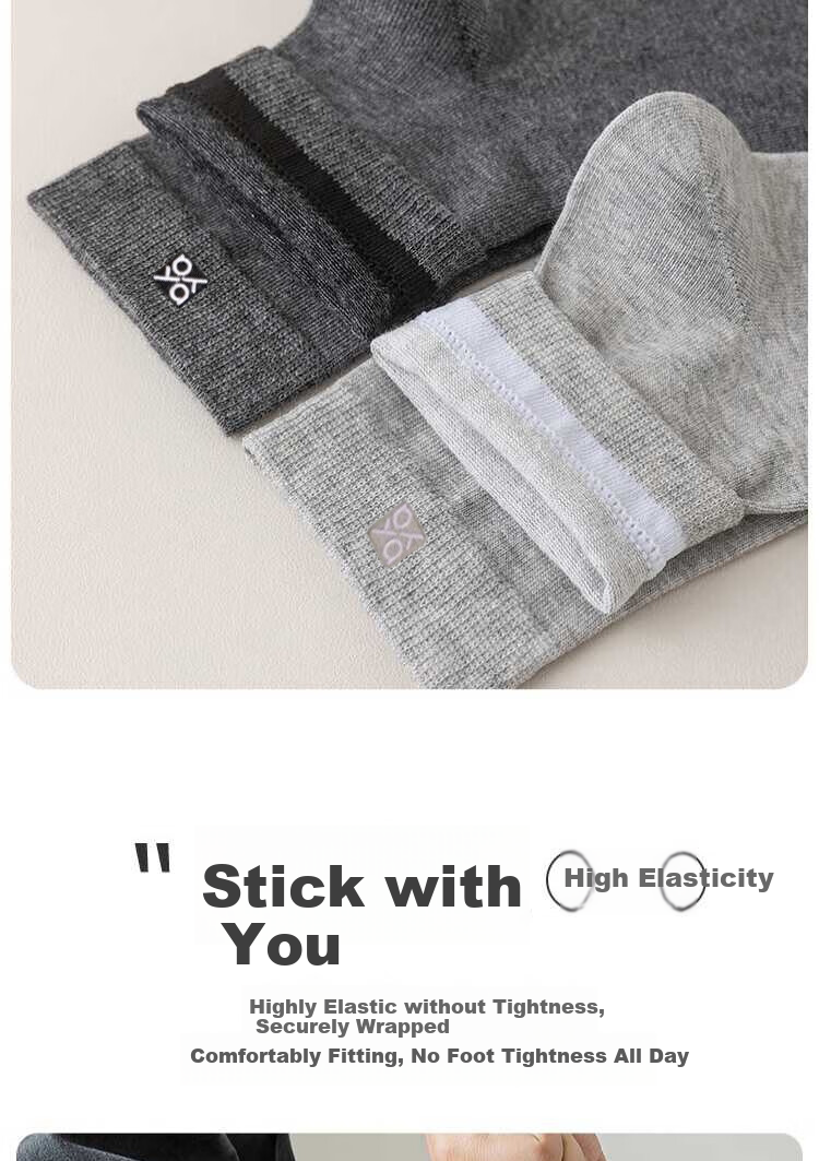 Yaya Men's Summer Socks [100% Cotton + 10A Antibacterial] Odor-Resistant, Sports Casual, Durable, Breathable Mid-Calf Socks 14