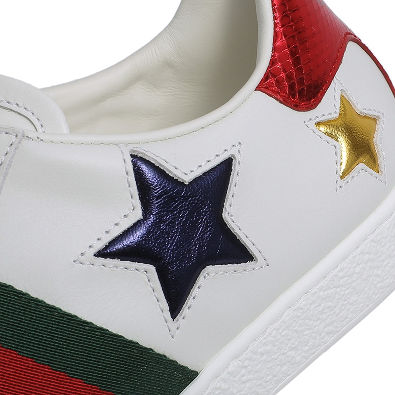 gucci 古驰 gucci女鞋 ace系列白色牛皮五角星图案装饰女士运动鞋