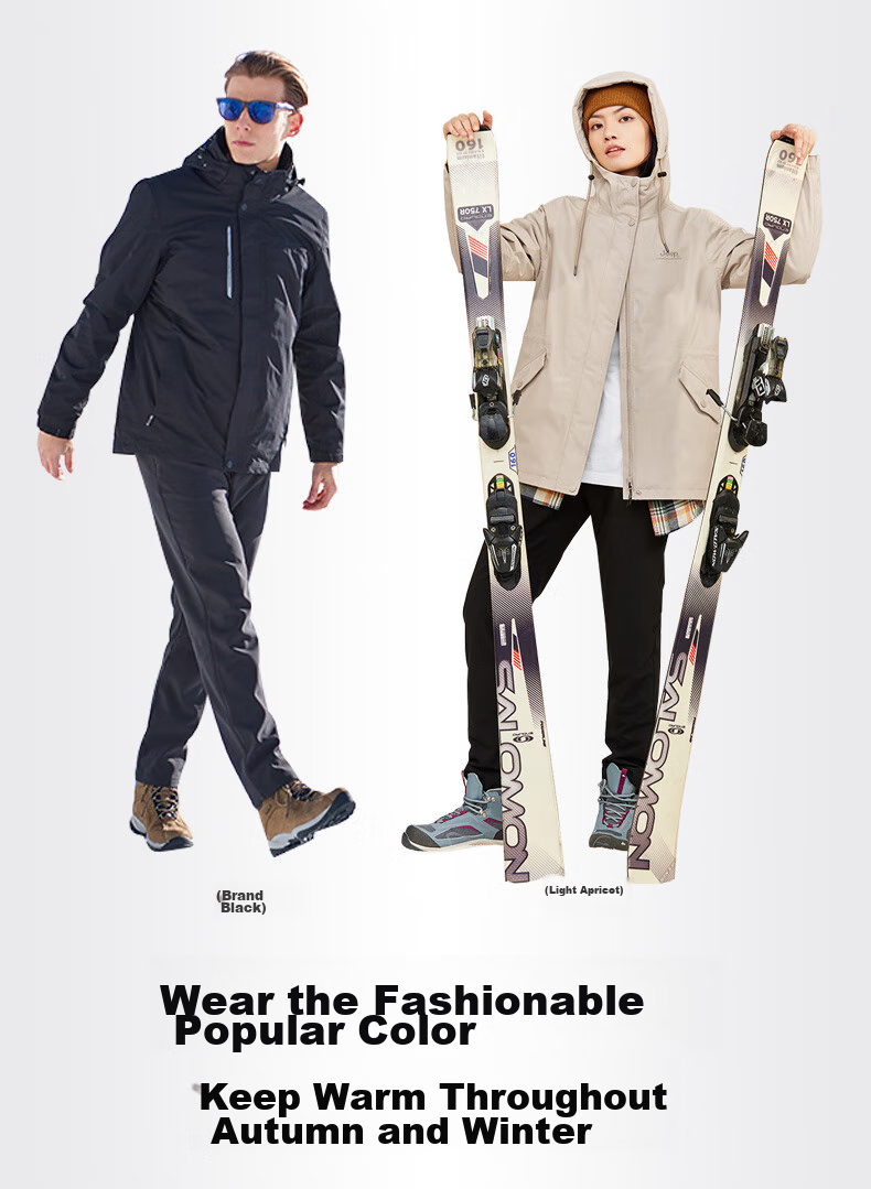 Jeep Outdoor Jacket for Men And Women, Three-In Fleece Windproof Waterproof Couple's Coat with Detachable Layers, Cold-Resistant Mountaineering Suit, 2XL 11