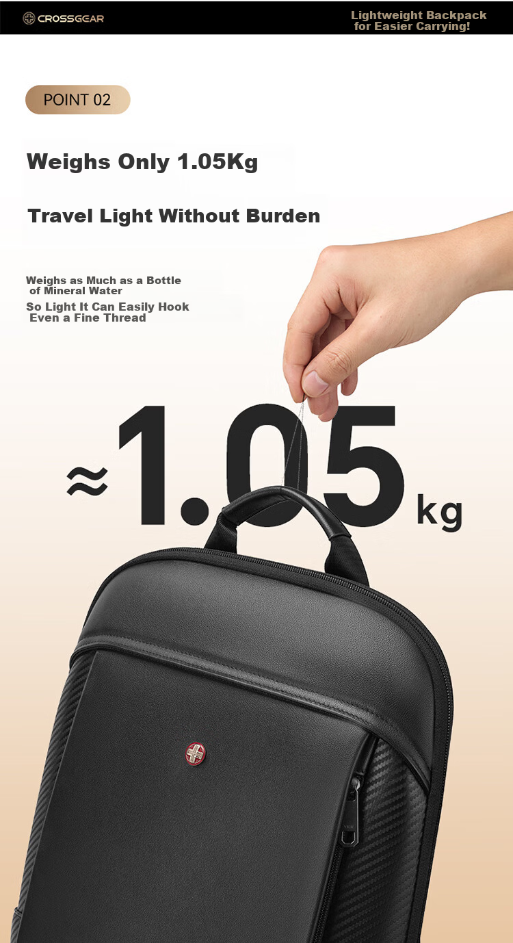 CROSSGEAR Cross Medal Weight Loss Master High-End Business Backpack for Men 16-inch Slim Laptop Bag Travel Bag 6