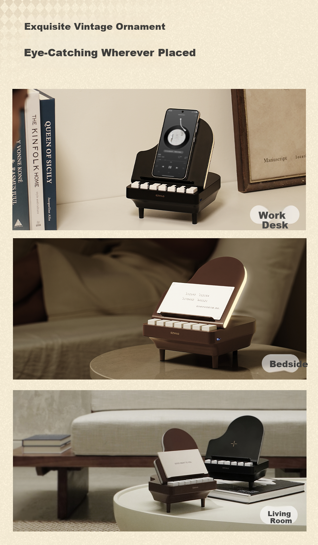 Jiguang Piano Lamp Speaker Gift Set with 2 Sheet Music 10