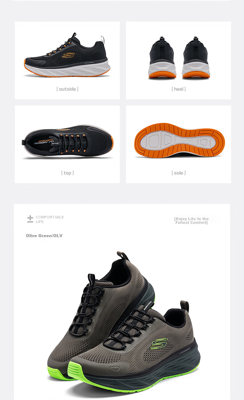 Skechers Men's Breathable Lightweight Running Shoes 2025 Spring Summer New Mesh Shock Absorption Sneakers 17