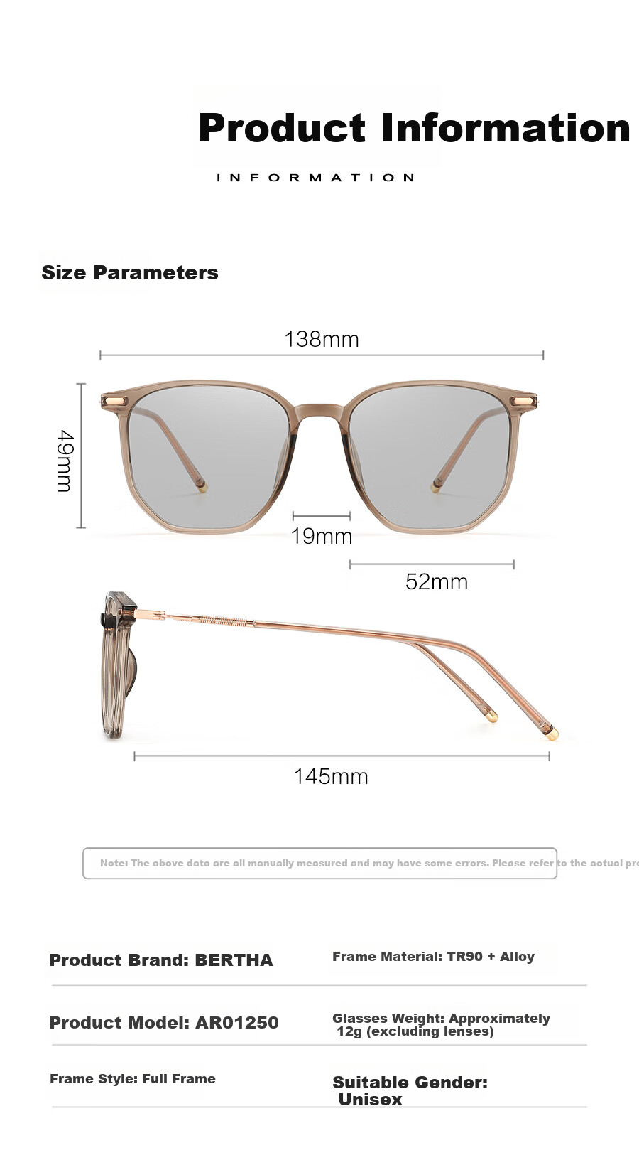 Bertha Women's Sunglasses High-End Polarized UV Protection Photochromic Square Round Face Slimming Sun Glasses for Women 14