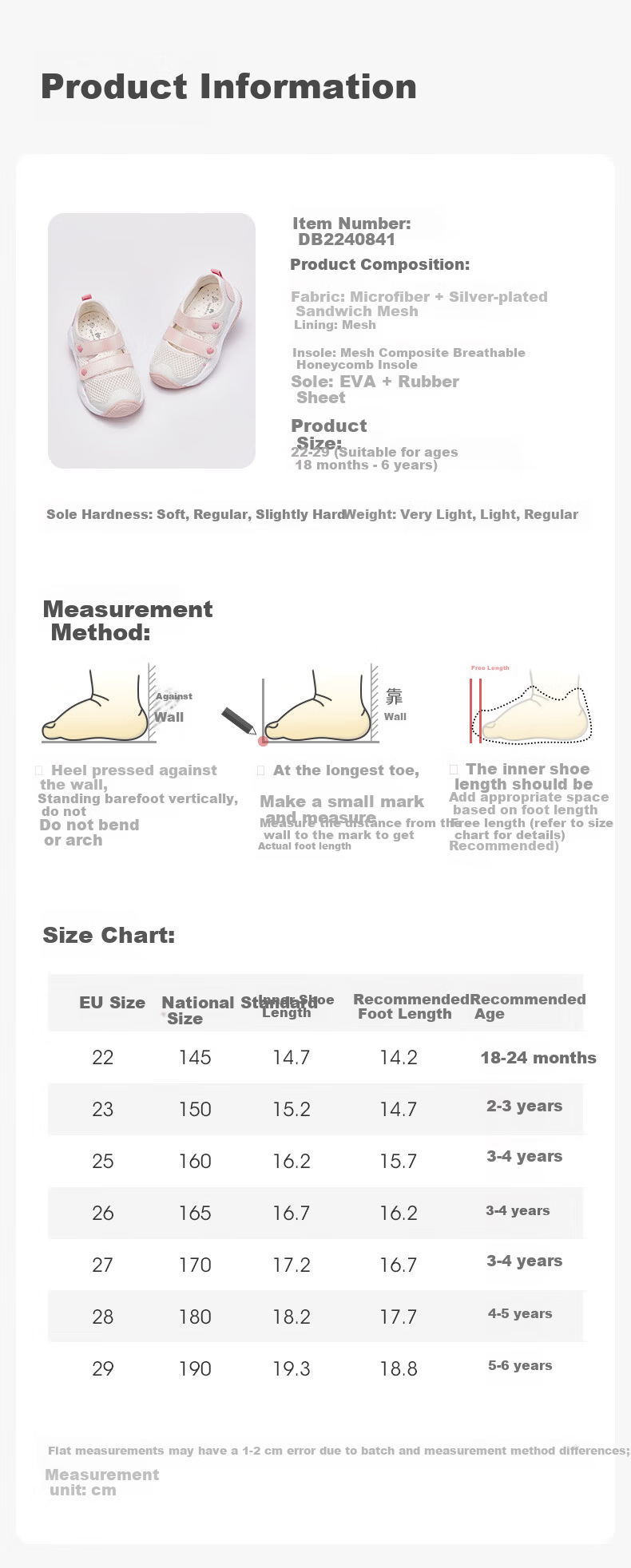 DAVE & BELLA Kids Mesh Sandals Girls Sports Shoes Summer Breathable Toddler Shoes Kindergarten 2