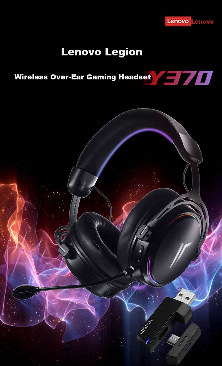 Lenovo Legion Y370 Wireless Bluetooth Gaming Headset 2.4G Wired Wireless Bluetooth Tri-Mode Over-Ear Gaming Headphones for PC LOL Black Myth PUBG Delta 1