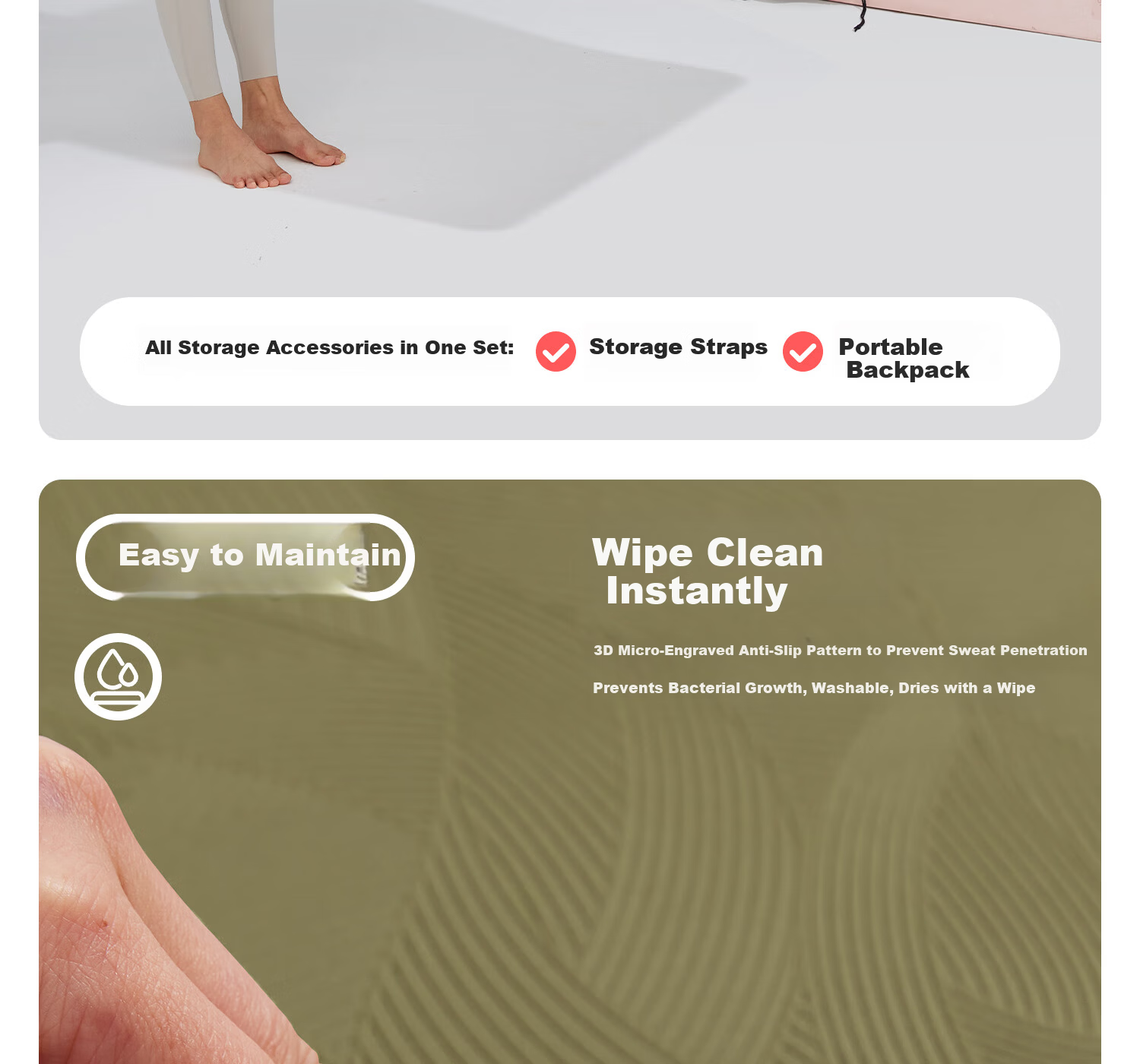 Yottoy Antibacterial Yoga Mat Non-Slip Mat Women's Floor Mat Home Fitness Mat Thickened Shock Absorption Silent Soundproof Exercise Mat 34