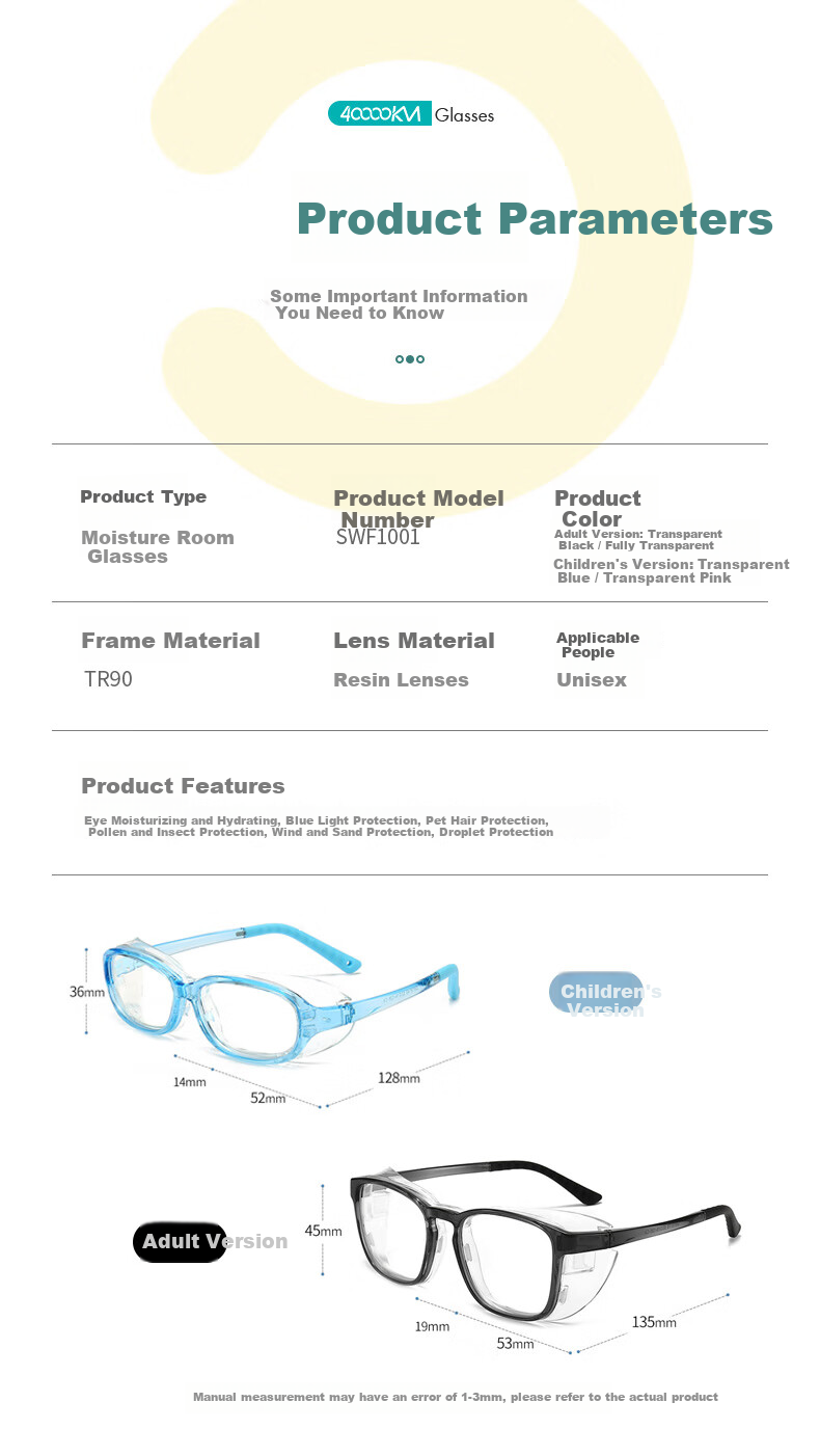 40,000km Anti-Fog Moisture Room Glasses Pollen and Blue Light Protection Dry Eye Moisturizing Windproof Goggles Postoperative Protective Eyewear 11