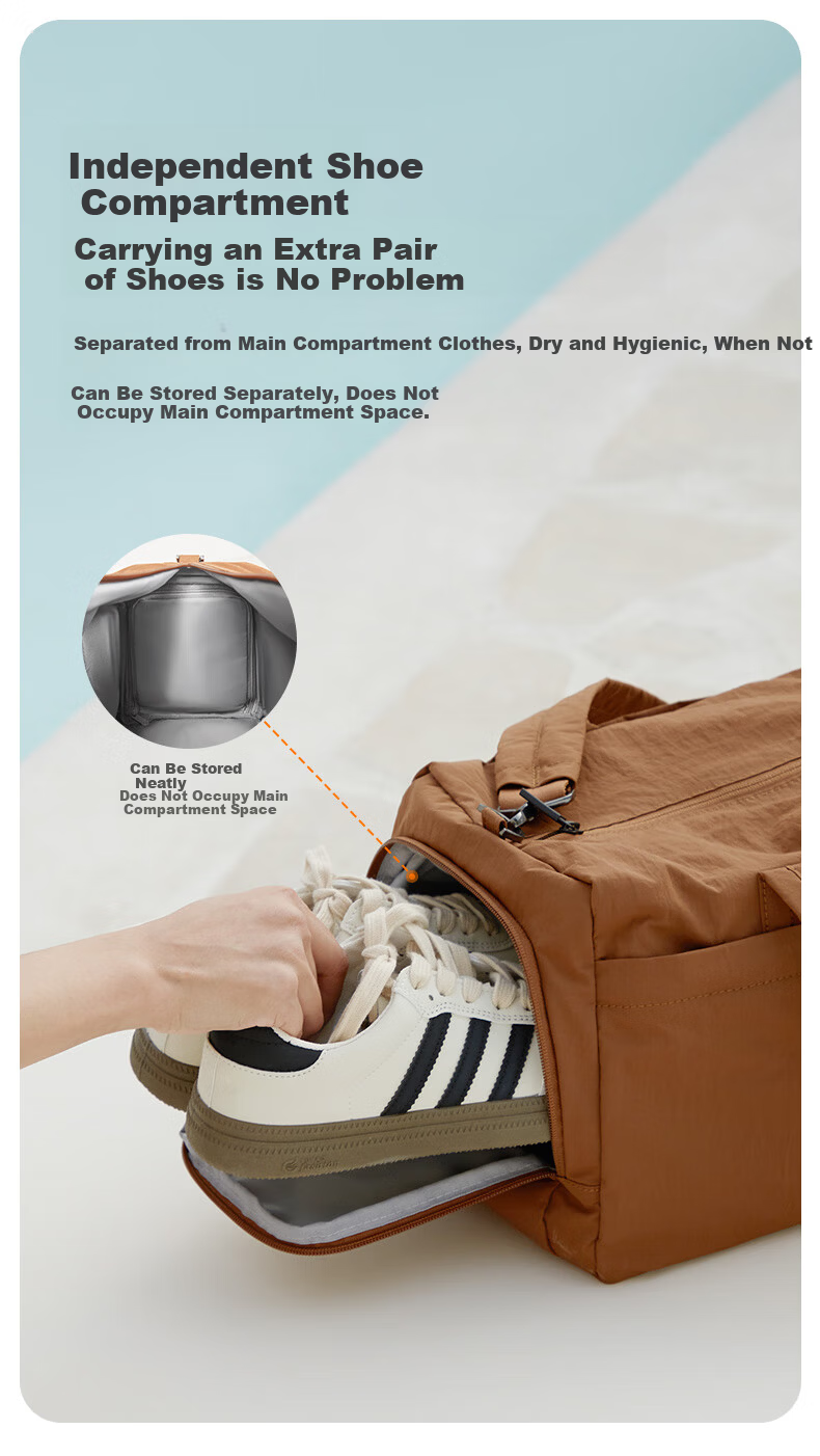 Mixi Large Capacity Travel Bag, Handheld Sports Fitness Bag for Women And Men, Short-Trip Business Trip Carry-On Luggage Bag, Rock Brow 20