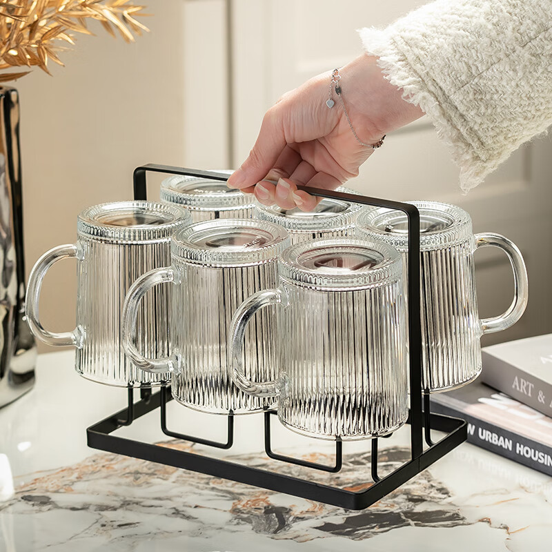 CRISTALGLASS Stylish Glass Cup Set for Home Use, Heat-Resistant Water Cups with Handles, Tea And Milk Cups for Family Gatherings