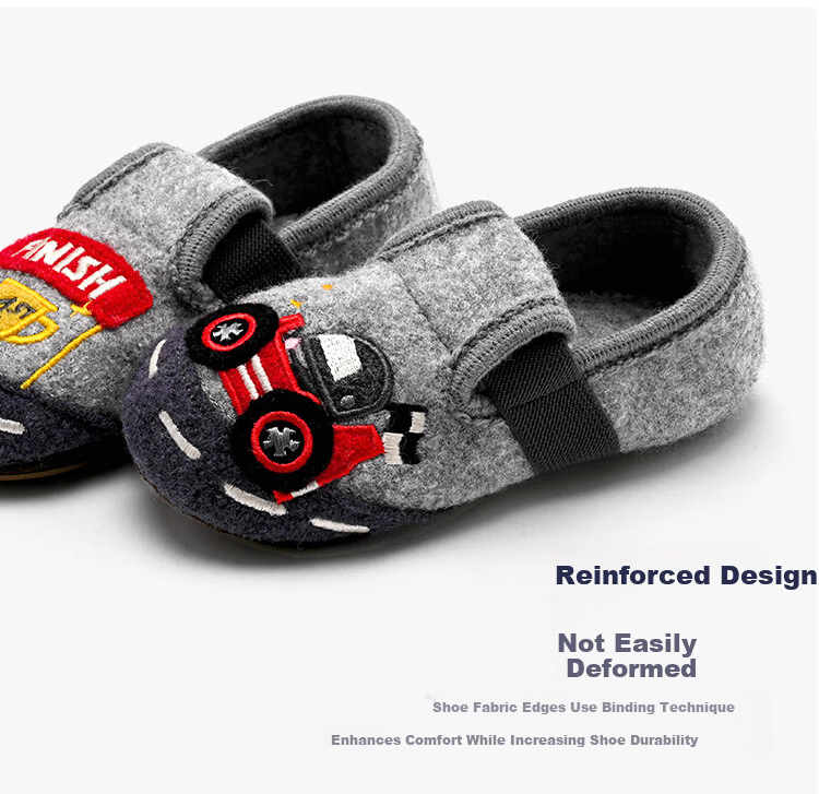 Xiaorong Children's Soft Sole Racing Shoes 2-8 Years Old Boys Indoor Non-Slip Floor Shoes Wool Autumn Winter Warm Cartoon 17