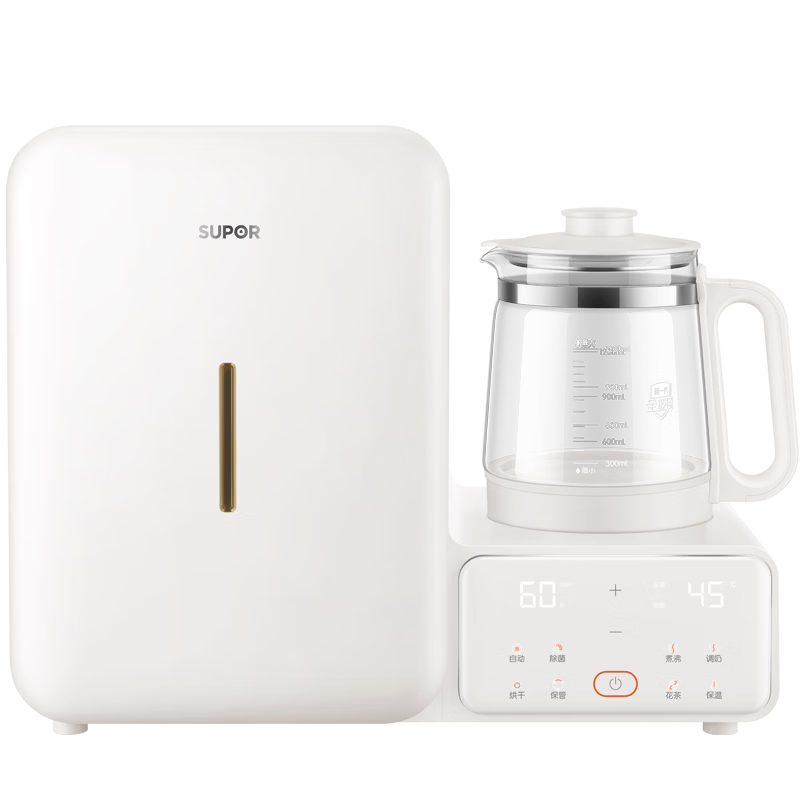 SUPOR Baby Bottle Sterilizer and Dryer All-Glass Feeding Station Thermostatic Kettle Infant Milk Preparation BW016B