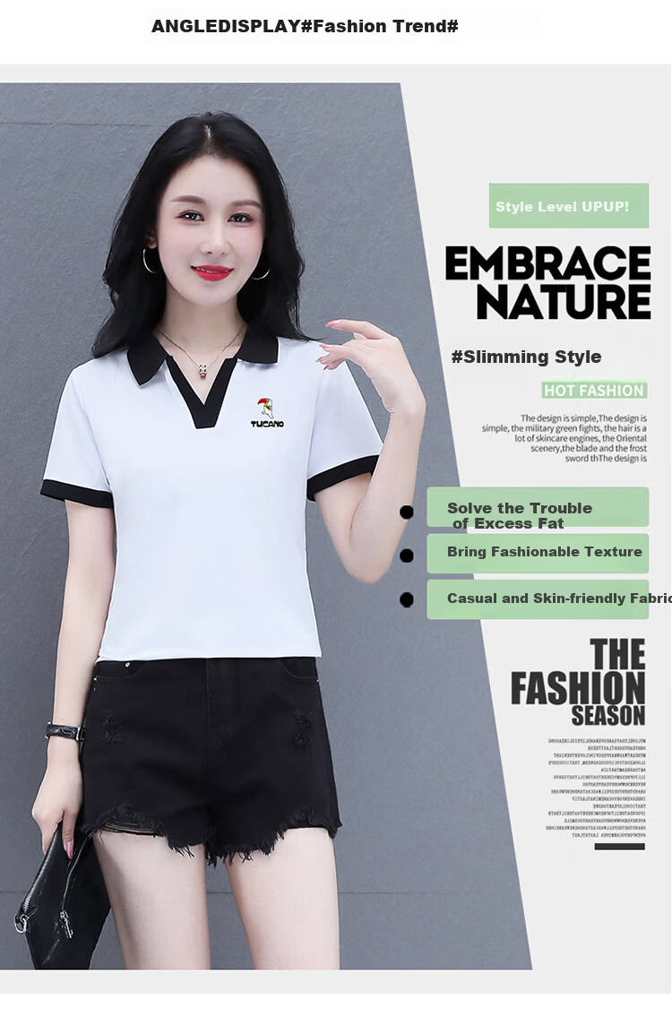 TUCANO Ice Silk Shoulder Polo Shirt Women's Short Sleeve Slim Fit Summer Mom Top White 3XL 3