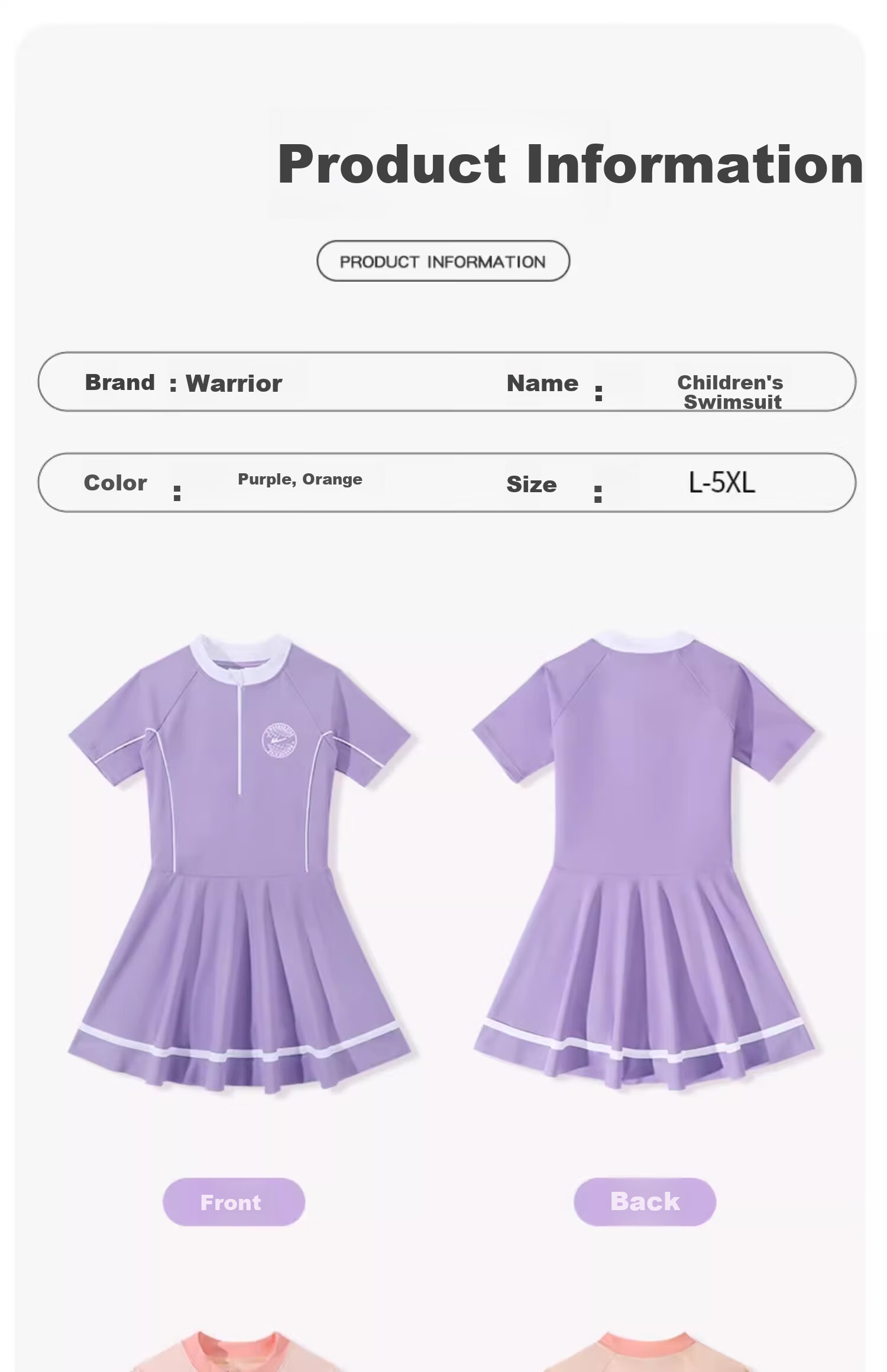 Huili Children's Swimsuit, Cute One-Piece Swimwear for Girls, Princess Swimsuit for Small to Big Kids, Summer 34019, Purple, 2XL 7
