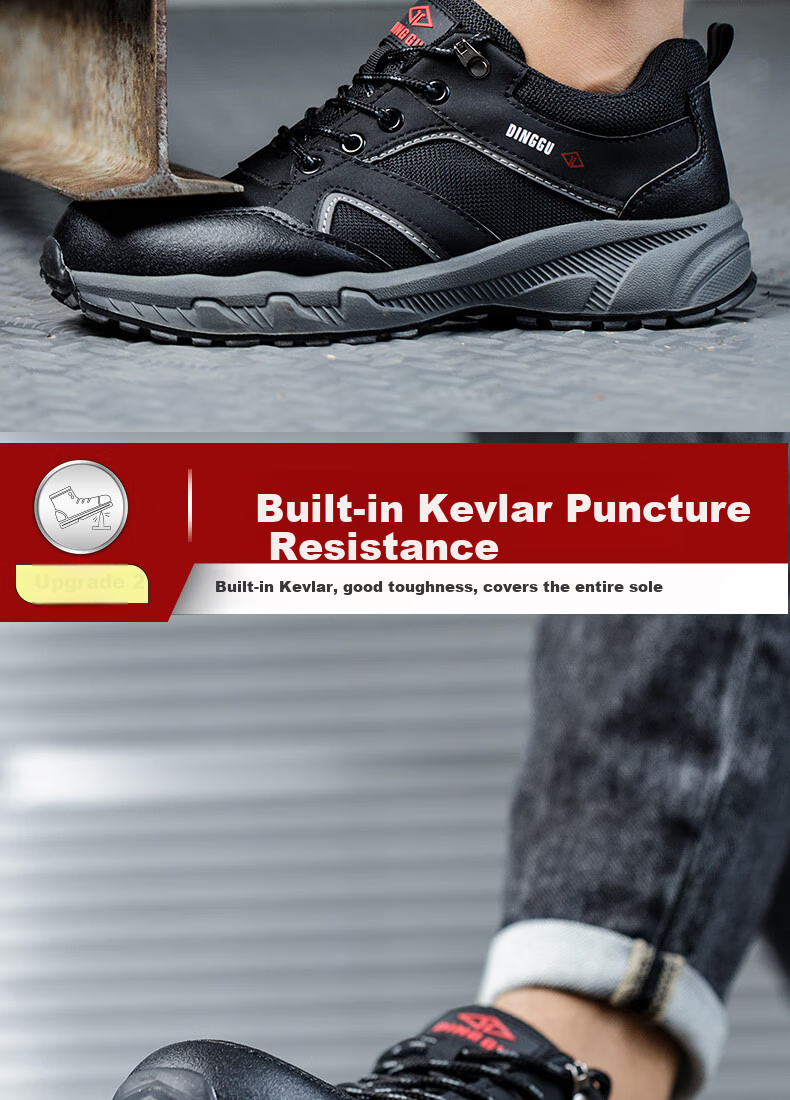Dinggu Safety Shoes for Men with Steel Toe Cap, Puncture-Resistant, Lightweight, Comfortable, Non-Slip, for Construction Sites, 852hui43 4