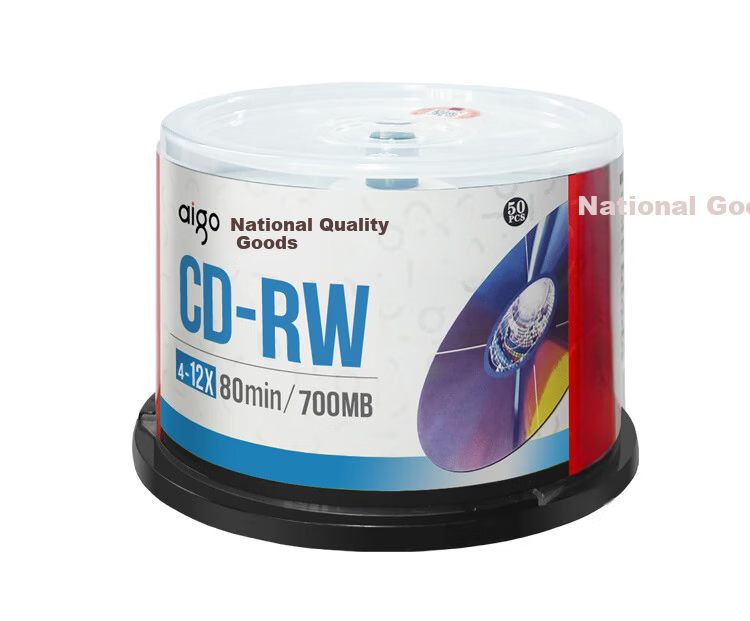 Aigo CD-RW Blank Disc/Rewritable Disc 4-12x Speed 700MB Taiwan Made 50-Pack Barrel 6