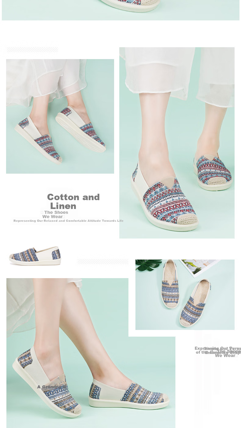BUSHEYUAN Women's Shoes, Nurse Work Flats, Ethnic Style Casual Old Beijing Cloth Shoes for Women, 110-7043, Light Blue, Size 39 3